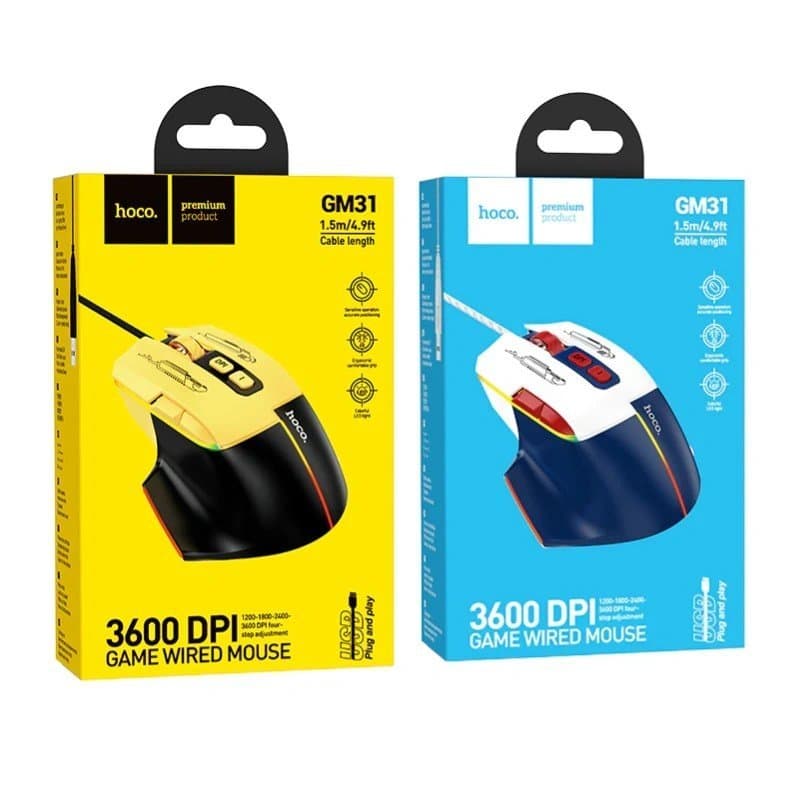 HOCO GM31 Overlord Luminous Wired Gaming Mouse