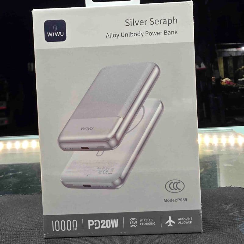 WIWU Silver Seraph P089 10000mAh Power Bank | PD 20W | 15W Wireless Charging